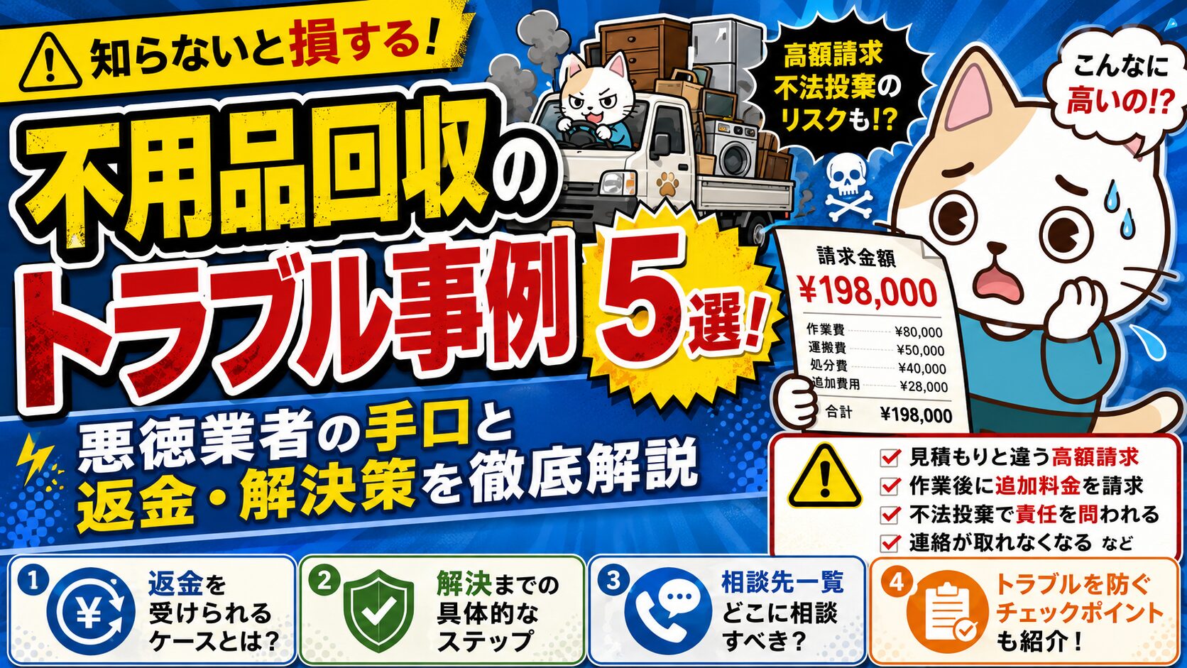 トラブル解決返金専用 不用品回収のトラブル事例5選！悪徳業者の手口と返金・解決策を徹底